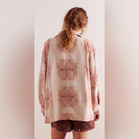 NWT Free People S We the Free Keep it Cozy Shirt in Berry Combo New $168 retail - Picture 2 of 8